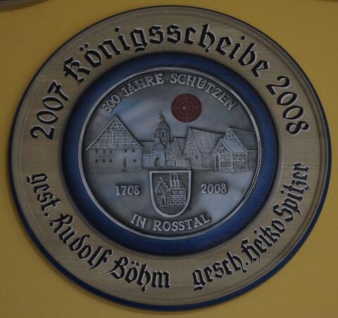 Handbemalte Schützenscheibe des Königsschießens 2008