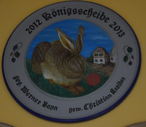 Handbemalte Schützenscheibe des Königsschießens 2013
