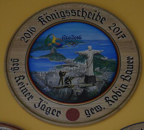 Handbemalte Schützenscheibe des Königsschießens 2017